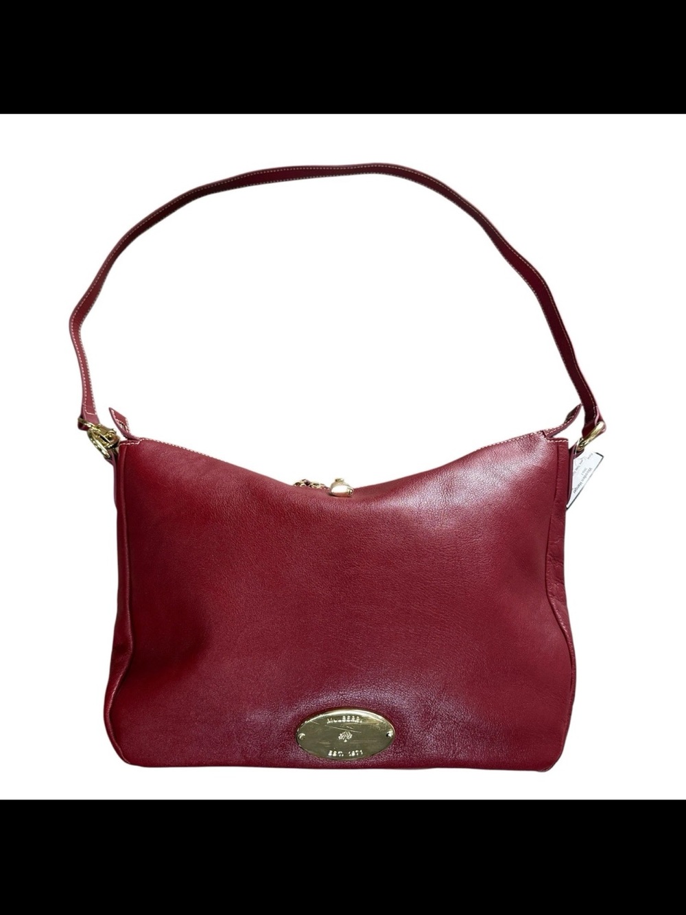 Mulberry Burgundy Leather Shoulder Bag with Gold Hardware